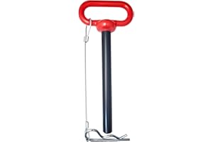 ATAUOIKU 5/8" x 6" Heavy Duty Tractor Towing Hitch Pin with Clip & Anti-Loss Rope | Rubber-Coated, Red Handle for One-Handed 