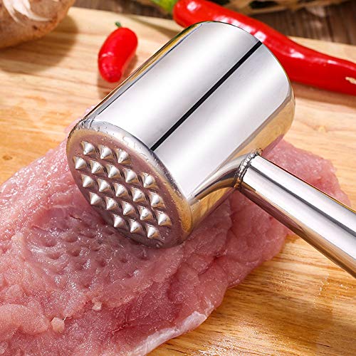 304 Stainless Steel Meat Tenderizer Stainless Steel Meat Mallet Heavy Duty Meat Hammer Softener, Meat Pounder for Tenderizing Steak, Beef, Chicken, Lamb and Minced Meat