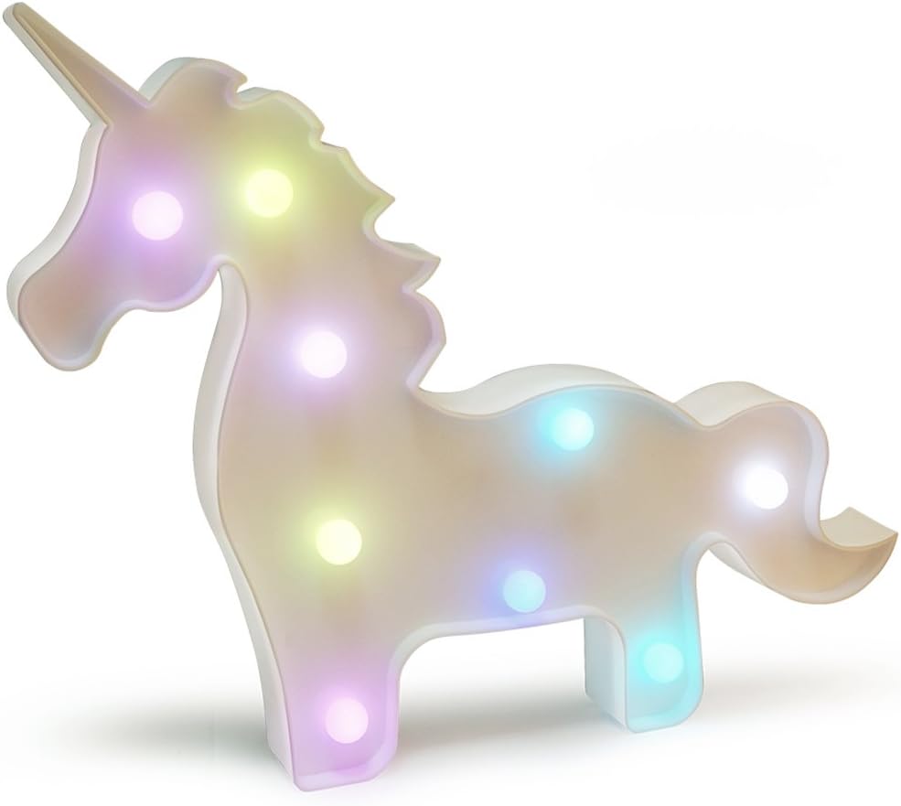 KiBlue Unicorn Light Unicorn Party Supplies Unicorn Lamp Battery Operated Unicorn Table Lamp Light for Party Supplies-Wall Decoration for Kids' Room,Living Room,Bedroom (Colorful Unicorn Shape)