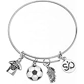 Infinity Collection Soccer Charm Bracelet - Adjustable Bangle with Soccer Ball, Jersey, Cleat & Player Charms | Gift for Soccer Players, Soccer Moms, and Coaches