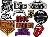 12 pc. Patch Set | Nirvana | Beatles | Zeppelin | Kiss | Johnny Cash | Large Embroidered Band Patches |- by Nixon Thread Co.