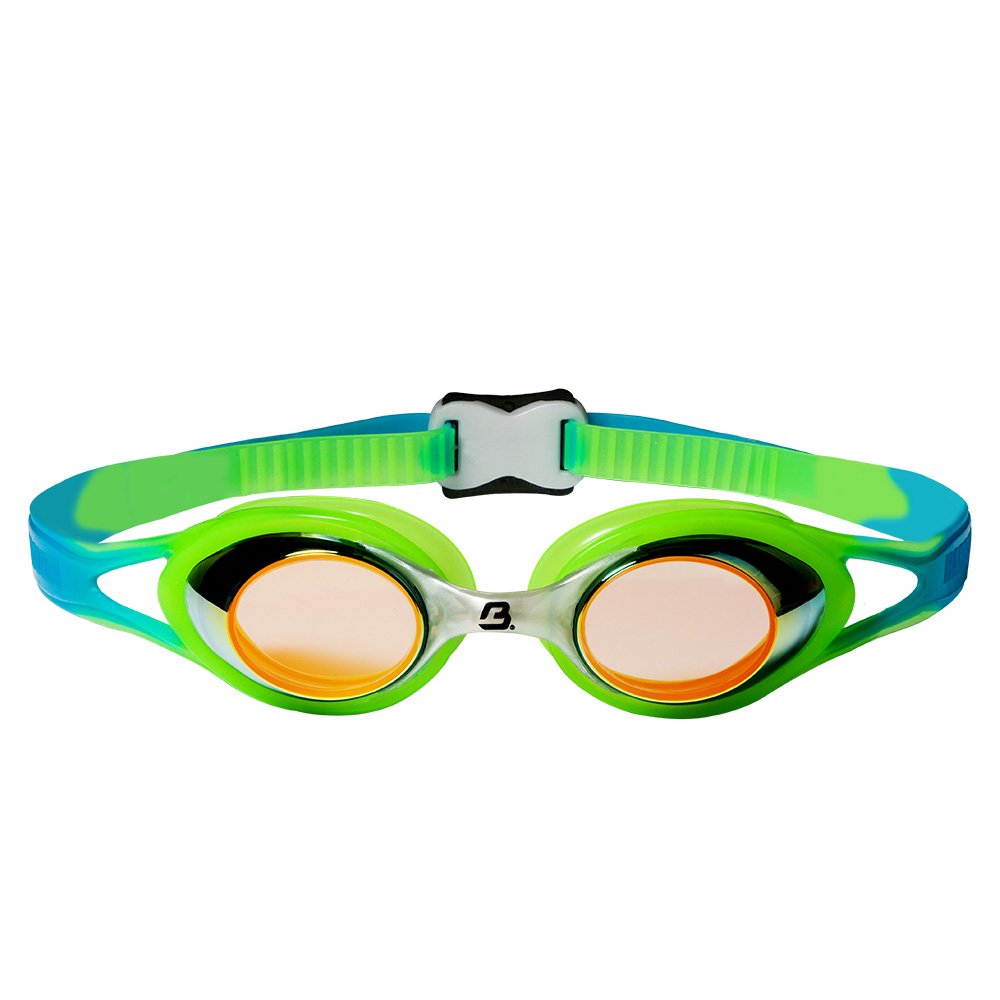 Barracuda Junior Swim Goggle CARNAVAL - Mirror Lenses Anti-fog UV Protection Anti-glare, Silicone Seals Strap, for Kids, Children ages 6-12 IE-34710 (Orange Mirror) (BLUE)