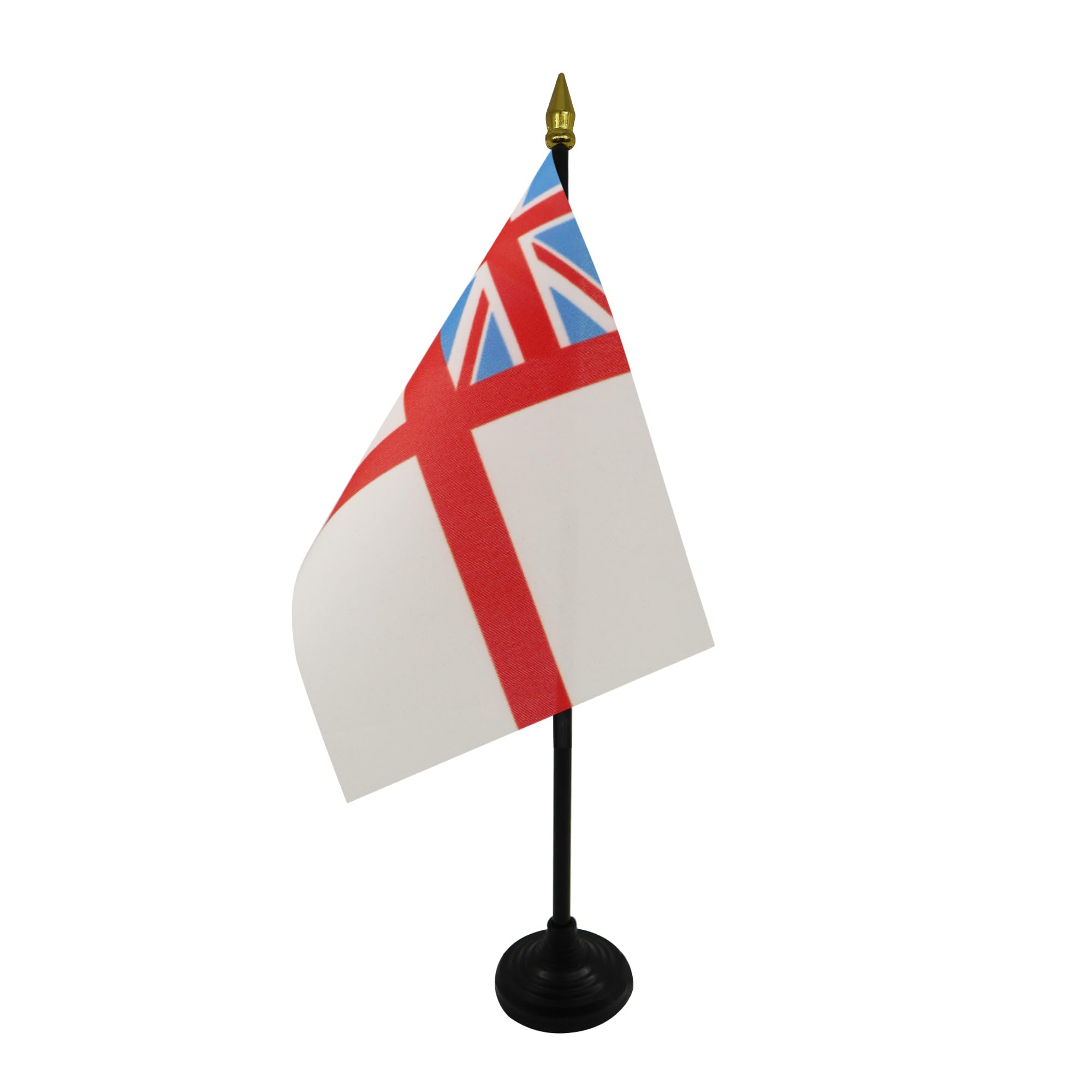 AZ FLAG - White Ensign Table Flag 4'' x 6'' - St George's Ensign Mini Desk Flag 100% Polyester 15 x 10 cm - Office Mini Banner with 10'' Pole - Golden Spear