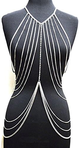 Alinay Retro Fashion Adjustable Rhinestone Accent Body Belly Chain Necklace Jewelry