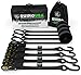RHINO USA Ratchet Straps (4PK) - 1,823lb Guaranteed Max Break Strength, Includes (4) Premium 1in x 15ft Rachet Tie Downs with Padded Handles. Best for Moving, Securing Cargo (BLACK) primary