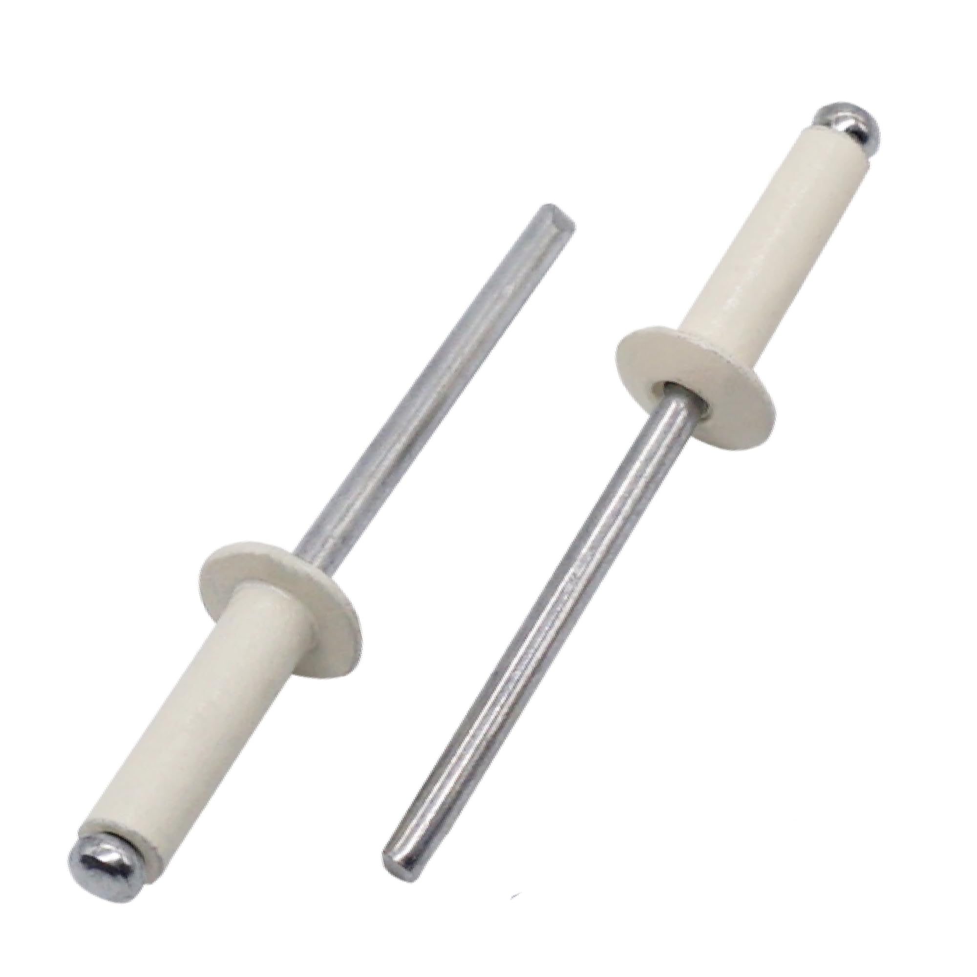 SKIR'CO (50 pcs) Painted Blind Rivets 4.0 x 10 mm, Aluminium Blind Rivets, DIN 7337, Dome Head, Steel Mandrel, Pop Rivets (Pure White RAL 9010)