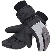 Halconia Thinsulate Insulation Ski Gloves Snow Gloves for Mens,Black Grey XL