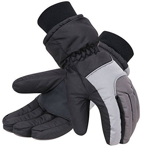 Simplicity Men's 3M Thinsulate Lined Waterproof Ski Gloves,L,Black/grey