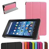Mama Mouth Ultra Slim 3-folding PU Leather Stand Case for Amazon Fire 7 - Pink