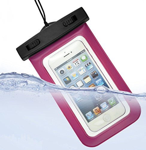 AVAT, IPx8 66 ft Universal Underwater Waterproof Case Bag with Neck Strap, for 5.5 inch/es Phone iPhone 6 Plus 5S 5C 5, Samsung Galaxy Note S 6 5 3 2, Universal Bag Waterproof Snowproof Dirtpoof Protection Case Cover Pouch with Touch Responsive Front and Back Transparent Screen Protector Windows , for LG,HTC ONE M,GooGle Nexus, Droid DNA;MP3 Player( Credit Card Waterproof Bag Case, Certified Protective Smartphone Waterproof Dry Bag Cases) [clear red]