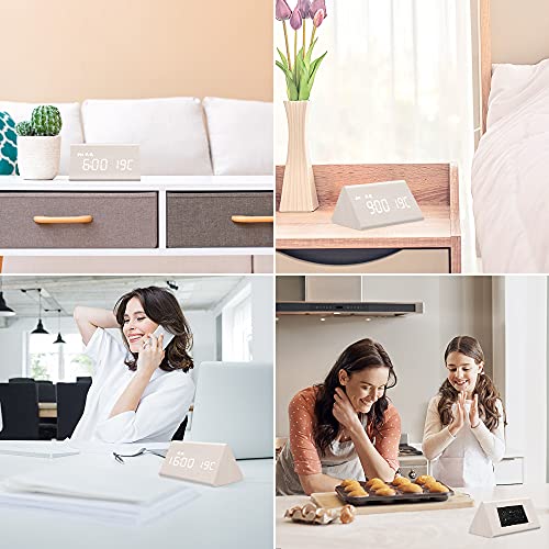 MOSITO Wooden Digital Alarm Clock with 0100 Dimmer, Dual Alarm