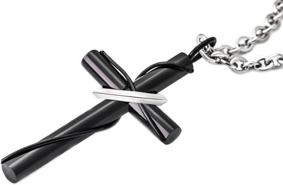 Juvel JewelryFashion Cross Pendant Necklace 22 Inchs Titanium Stainless Steel Black Color for Girls