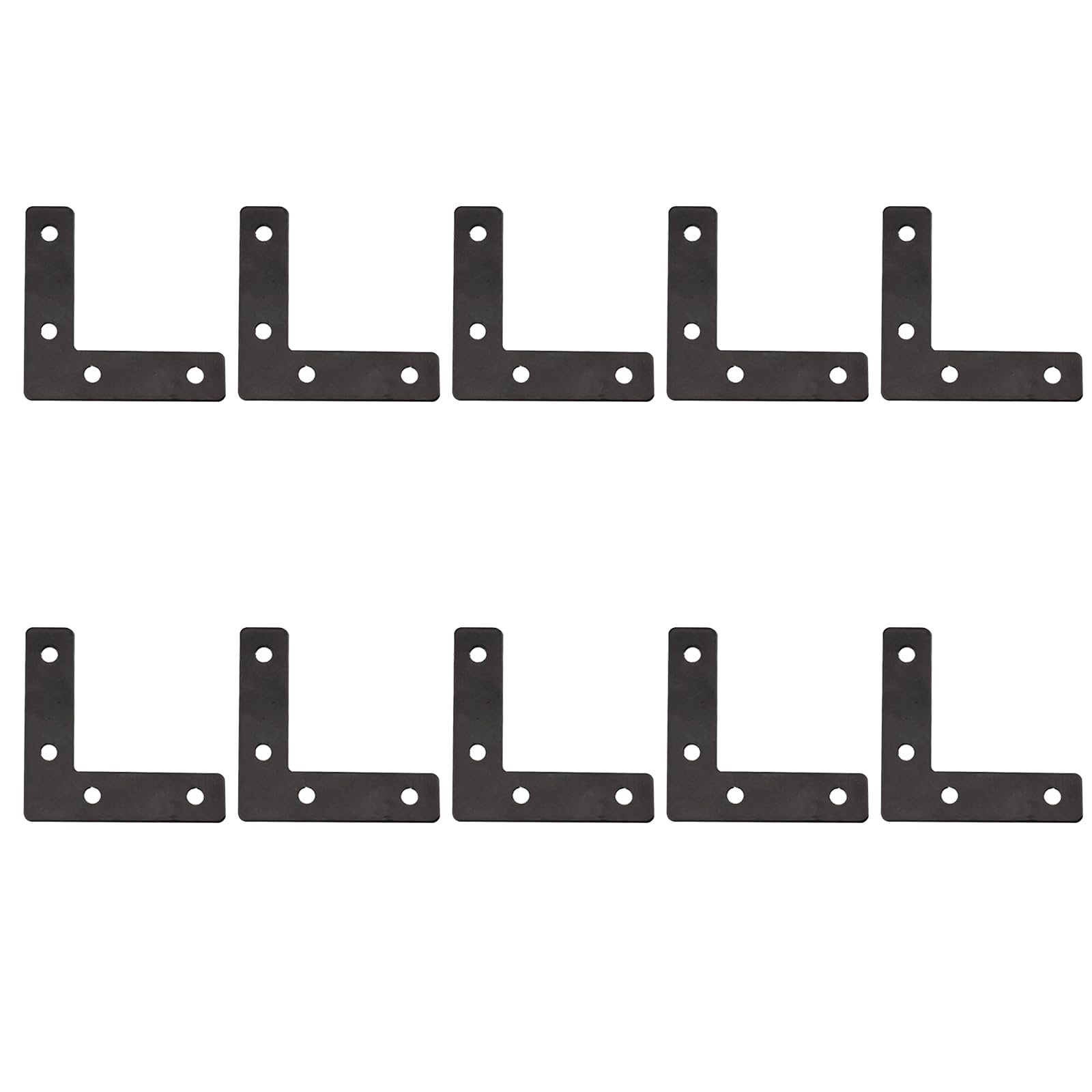 Leliafleury 10Pcs Flat L Corner Bracket Stainless Steel Mending Plates Flat Angle Connectors Joining Brace Brackets for Furniture Desk Table Shelf, 60mm x 60mm