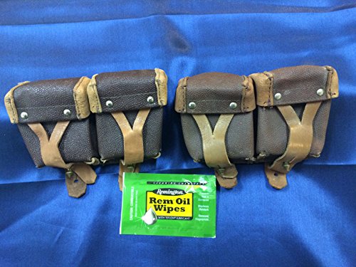 2 Pack Original Russian Military Surplus Mosin Nagant M38 M44 91/30 1891 91 30 7.62x54 Leather Ammo Pouches W/Free Rem Oil Wipe - Thumbnail 6