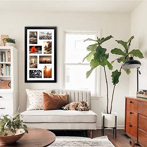 QUTREY 4x6 Black Collage Picture Frames Set of 2, 8 Openings Matted