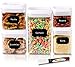 Airtight Food Storage Containers - 5 Piece Set - Easy Snap Vacuum Sealing Silicone Leak Lock Lids - For Dry Goods and Liquids - Bonus Erasable Labels and Marker - BPA Free - By HomEquip