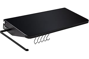 GOKOTASA Folding Shelf for Traeger Pellet Grills, BAC362 Pellet Front Shelf, upgraded with paper towel holder and hanging hooks, for Traeger Pro 22, Pro 575, Eastwood 22 and Ironwood 650 Series Pellet Grill
