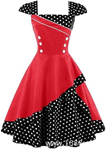 Louis Rouse Women Polka Dotted Mosaic Sleeveless Big Swing Vintage Dress