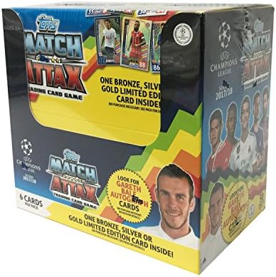 Champion League Trading Cards 2017-2018, Massive 50 Pack Factory Sealed Box with 300 Cards, Messi, Ronaldo, Bale, Neymar