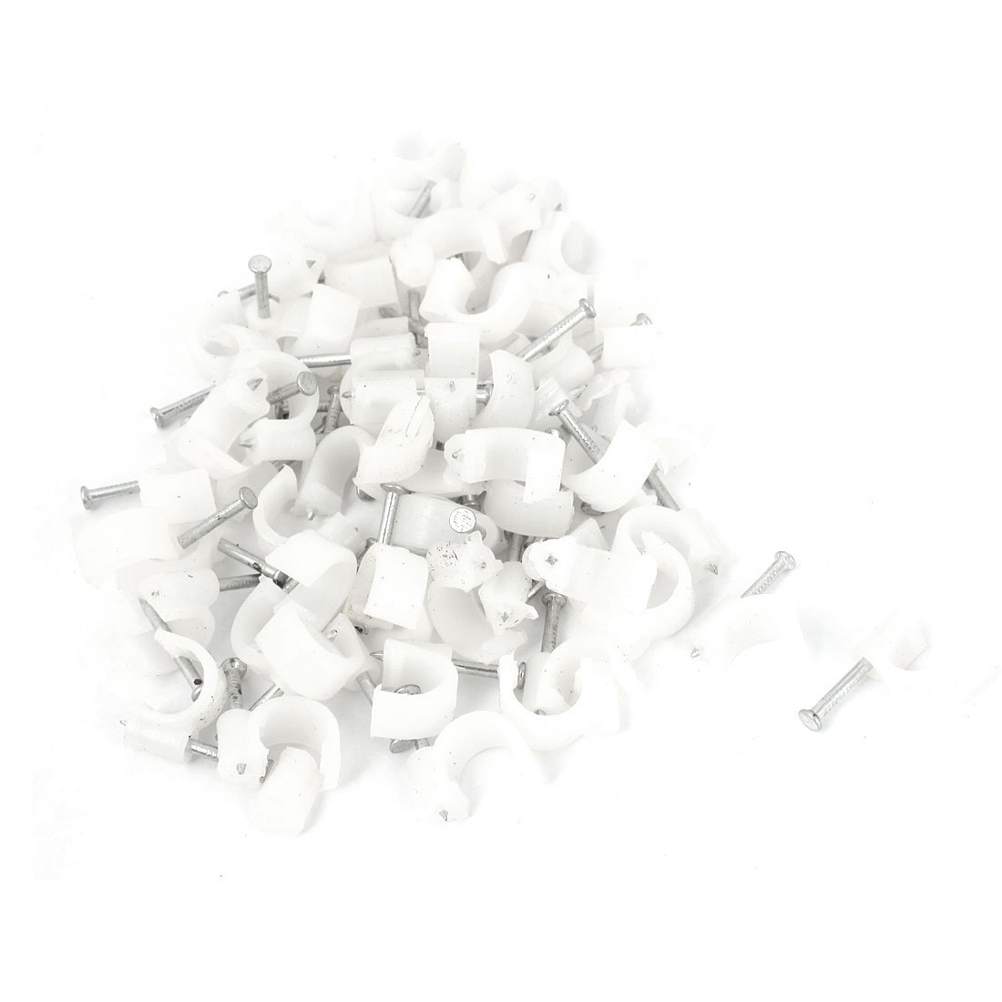 sourcingmap 70 Pcs 8mm Diameter Electric Cable White Plastic Circle Nail Clips