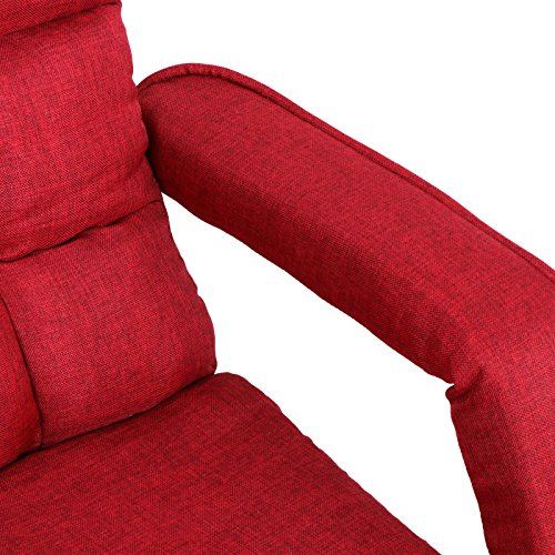 Red Adjustable Folding Lazy Sofa Floor Chair Sofa Lounger Bed w/ Armrests & Pillow For Leisure - Thumbnail 5