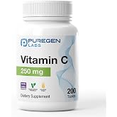 Puregen Labs Vitamin C 250 mg Supports a Healthy Immune System, 200 Tablets | Antioxidant Protection, Non-GMO, Gluten Free, U