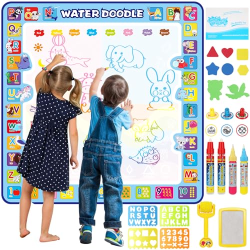Tobeape® 100 X 100 cm Extra Large Aqua Magic Doodle Mat, Colorful Educational Water Drawing Doodling Mat Coloring Mat for Kids Toddlers Boys Girls Age of 3 4 5 6 7 8