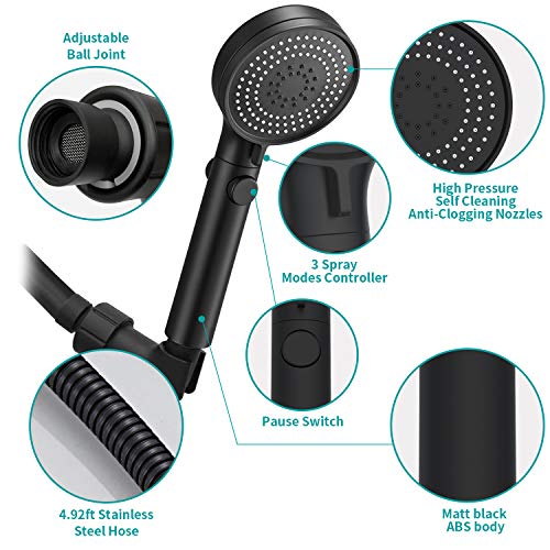 MIAOHUI Shower Head with Hose and on off Switch, 3 Setting High