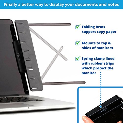 NoteTower Monitor Mount Black Document Holder & Sticky Notes