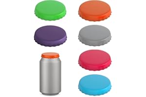CREZTAIL Soda Can Lids – 6 Pack Reusable Silicone Can Covers, Pop Can Lids Fits Standard Cans, Soda Can Saver, Can Toppers for Soda, Beer, Beverage (Assorted, BPA-Free)