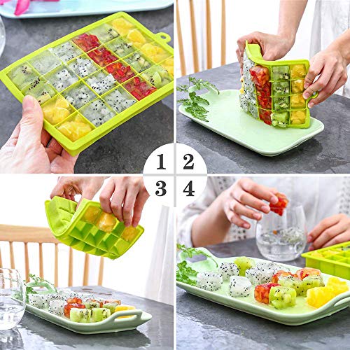 NEWROAD 3 Stück Eiswürfelform Silikon Eiswürfel Form Eiswürfelbehälter Eiswürfelbereiter mit Deckel Ice Tray Ice Cube 24… – Bild 5