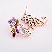 BAMOER Rose Gold Plated Flower Design Multicolor Cubic Zirconia Stud Earrings for Women CZ Jewelry Multicolor CZ