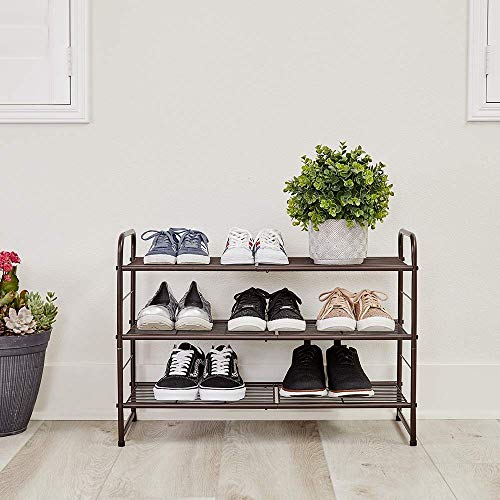 CAXXA 3-Tier Stackable and Expandable Metal Wire Utility Rack Storage for Shoe Household Accessory Organizer Shelf in Entryway Closet Bedroom Kitchen Garage, Bronze
