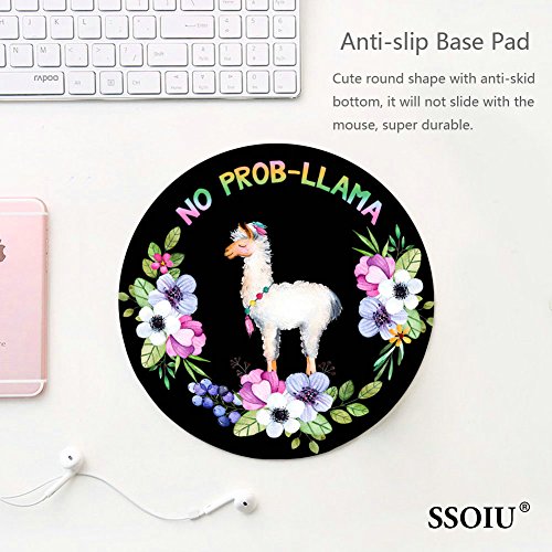 No Prob-Lama Mousepad, Llama Mouse Pad, Funny Mousepad, Lama Animal Lovers Llama In Flowers
