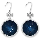 Virgo Constellation Zodiac Sign Bow Earrings Drop Stud Pierced Hook