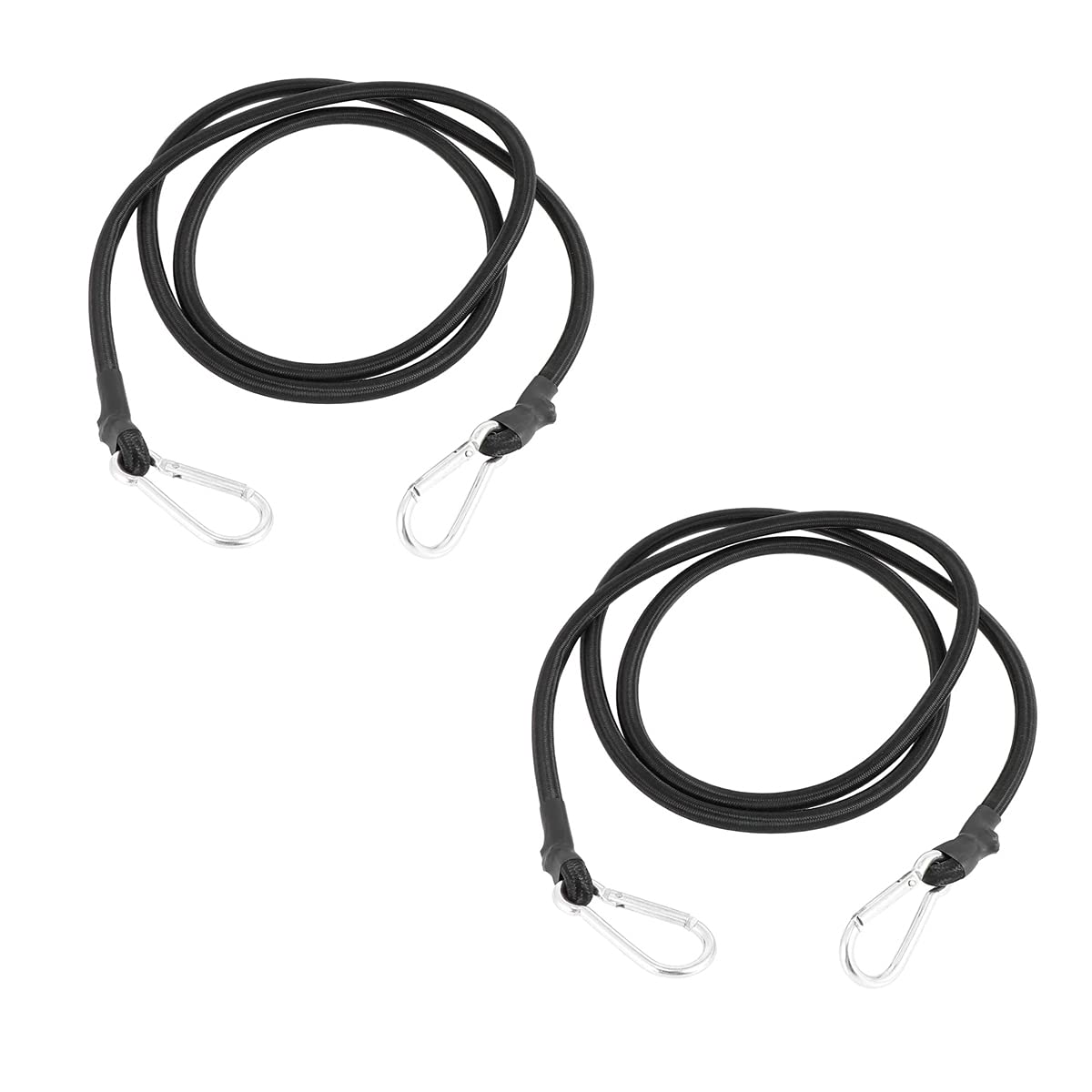 DARENYI 2pcs Bungee Cords with Hooks 90cm Bungee Cords with Carabiner Clips Heavy Duty Outdoor Bungee Straps for Camping, Bikes, Motorcycle, Luggage, Roof Rack