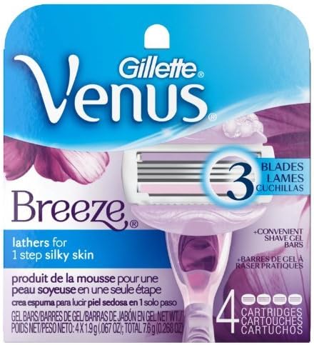 Venus Breeze Women's Razor Blade Refills, 4 Count