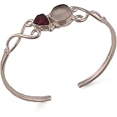 MANILATA Natural Raw Amethsyt Garnet Moonstone Cuff Bracelet, Healing Crystal Cuff Bracelet, Bangle Bracelet, Rough Gemstone Bracelet, Birthstone Jewelry, Jewelry For Woman