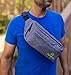 Frog Bagz - Travel Fanny Pack, Gray with Waterproof Polyester and Zippers for All-Weather Protection with Adjustable Strap from 20 Inches to 50 Inches with 4 Cargo Pockets