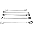 Mountain 5-Piece Metric Double Box Universal Spline Reversible Ratcheting Wrench Set; 8 mm - 18mm, 90 Tooth Design, Long, Flexible; MTNRM6