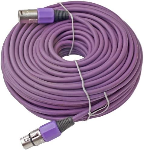 XLR Male to Female 3pin Mic Microphone Lo-z Extension Cable Cord (100 Foot Feet ft, Purple)