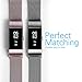 Tecson Magnetic Bands Compatible Fitbit Charge 2 (Pack of 2), Stainless Steel Metal Milanese Replacement Strap with Magnet Lock for Fitbit Charge 2, Rose Pink and Silver