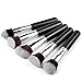 Natural Glamor 10 Piece Professional Kabuki Makeup Brush Set w/ Wooden Handle