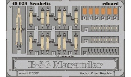 Eduard AccessoriesÂ â€“Â 49029Â Model-Making Accessory B 26Â Marauder Seatbelts for Revell/Monogram Kit