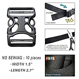 Plastic Buckles 1.5 Inch (10 pcs) - 2 Ways Flat Side Quick Release for Webbing, Fasteners Strap, Harness, Nylon Webbing. (NO SEWING). FREE with 1 Strap 60