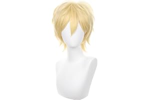 COSPLAZA Blonde Cosplay Wig Short Spiky Fluffy Heat Resistant Layered Synthetic Hair Men Women Halloween Party Wig