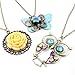 JEWELRIESHOP Vintage Retro Colorful Crystal Owl Pendant Long Chain Necklace with Antiqued Bronze Finish