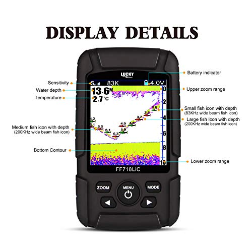 Lucky Détecteur De Poissonécran Lcd Couleur De 7,1 Cm Portable 200 Khz/83khz Double Fréquence Sonar 100 M Profondeur De Détection Finder