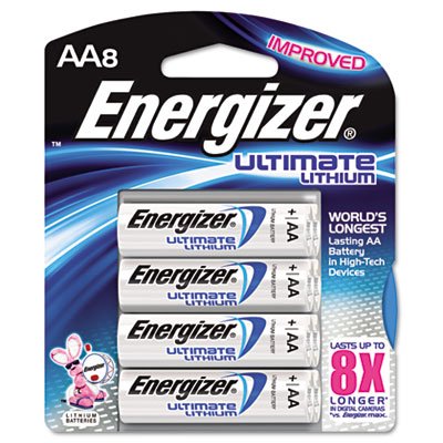 Lithium Batteries, AA, 8/Pack, Sold as 2 Package