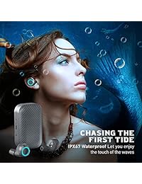 Auriculares inalámbricos de titanio con Bluetooth, impermeables, luz mágica de respiración azul, funda de carga ultrafina, auriculares Bluetooth 5.0 avanzados
